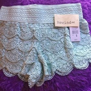NEW Rewind-Mint Layered Lace Shorts-Small♥